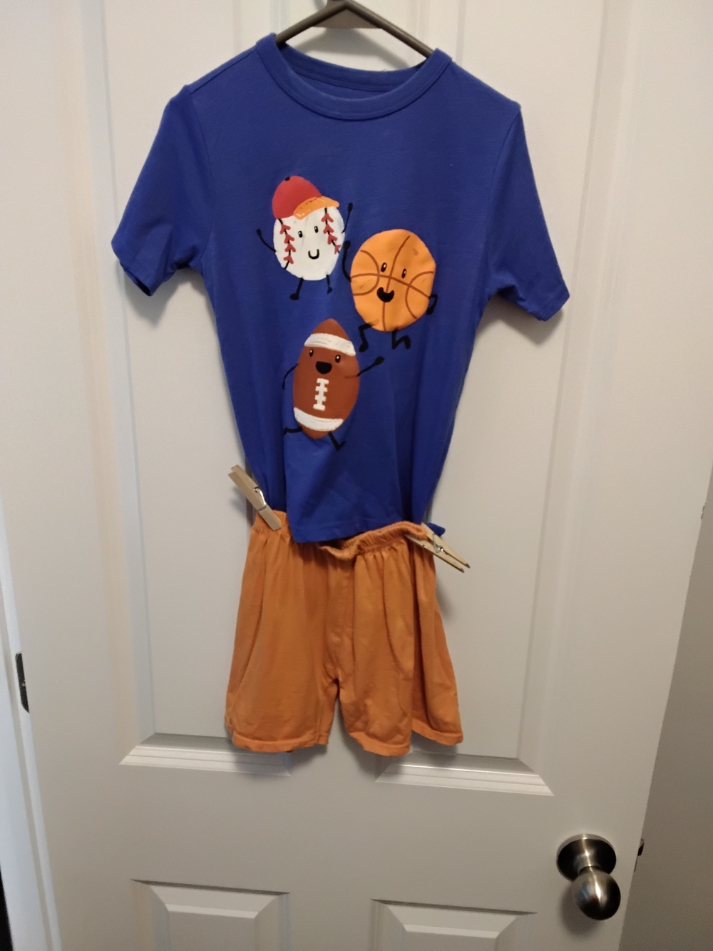 The Children's Place Blue Sports Graphic Pajama Set with Orange Shorts